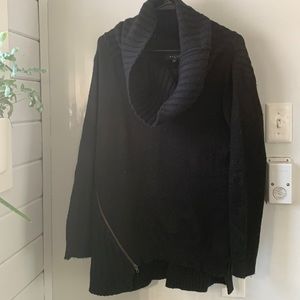 Beulah, Size Medium/Large Cowl Neck Sweater, Black, Zipper Side